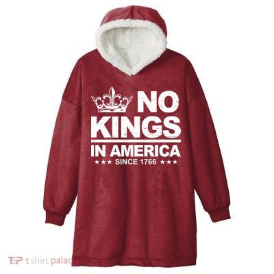 No Kings In America Vintage Democracy Since 1776 Hooded Wearable Blanket