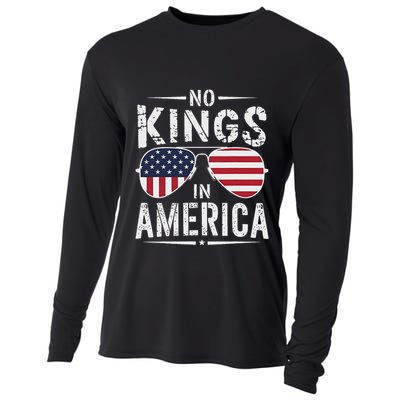 No Kings In America Sunglasses Us Flag Funny Anti Trump Cooling Performance Long Sleeve Crew