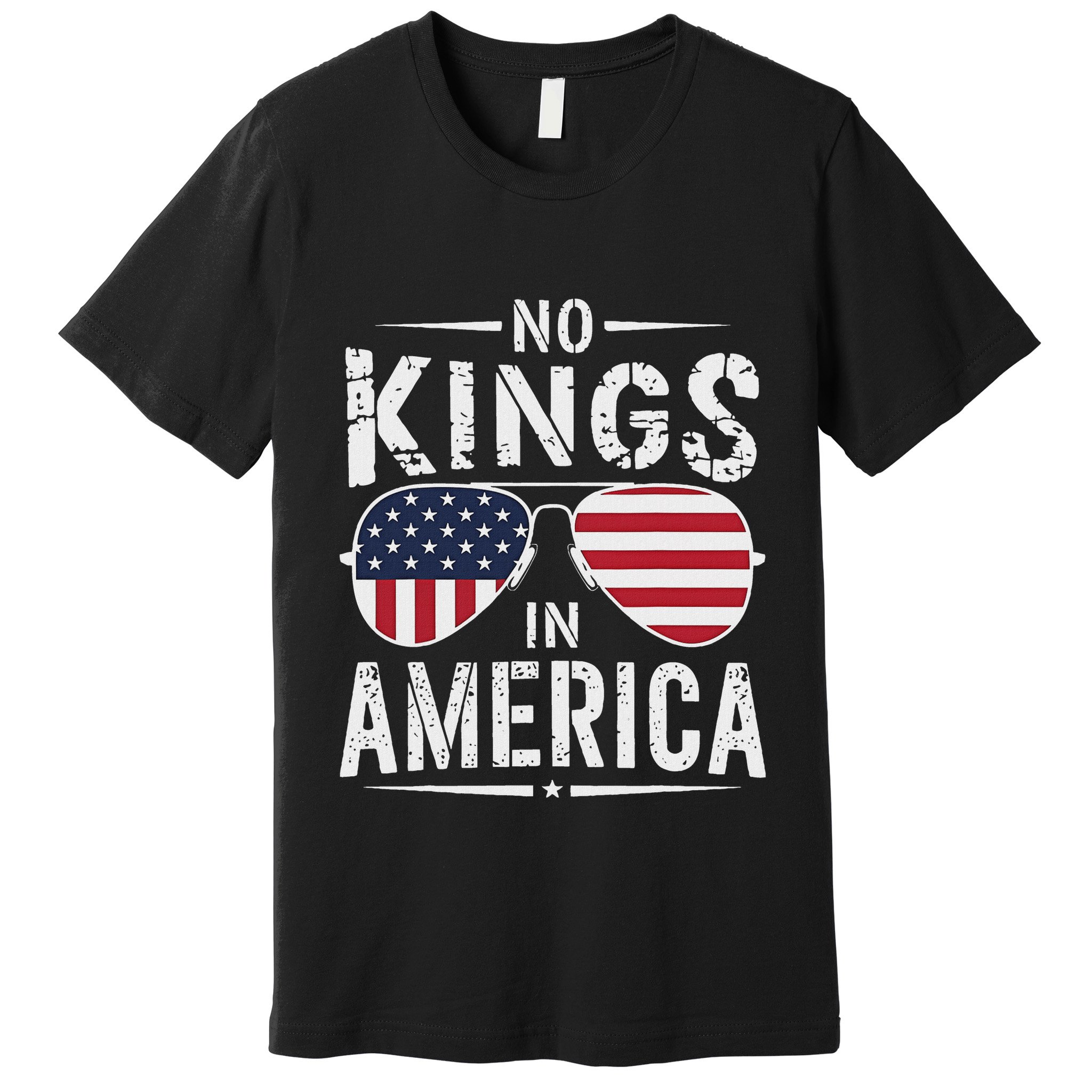 No Kings In America Sunglasses Us Flag Funny Anti Trump Premium T-Shirt