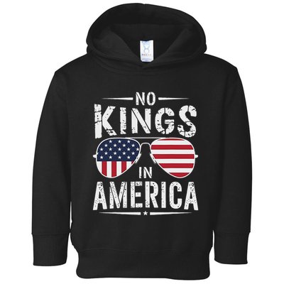 No Kings In America Sunglasses Us Flag Funny Anti Trump Toddler Hoodie