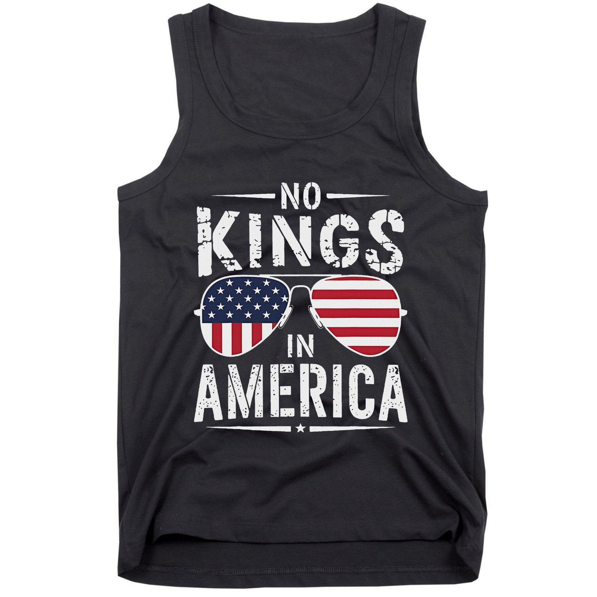 No Kings In America Sunglasses Us Flag Funny Anti Trump Tank Top
