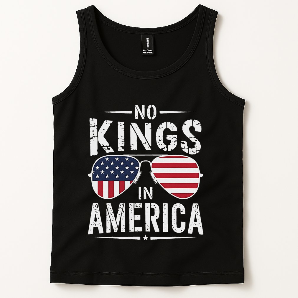 No Kings In America Sunglasses Us Flag Funny Anti Trump Tank Top