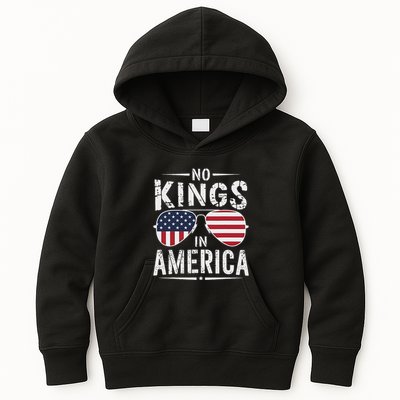 No Kings In America Sunglasses Us Flag Funny Anti Trump Kids Hoodie