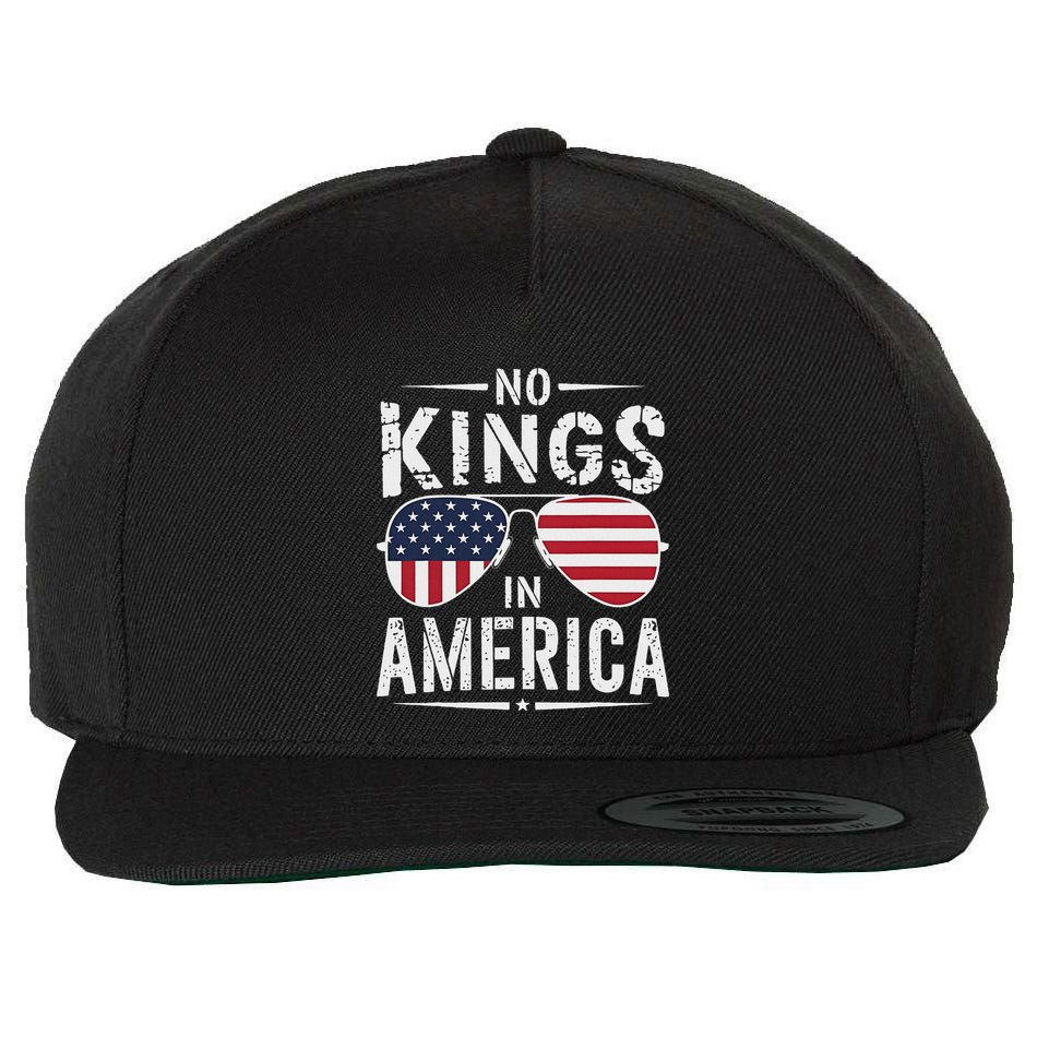 No Kings In America Sunglasses Us Flag Funny Anti Trump Wool Snapback Cap