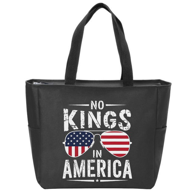 No Kings In America Sunglasses Us Flag Funny Anti Trump Zip Tote Bag