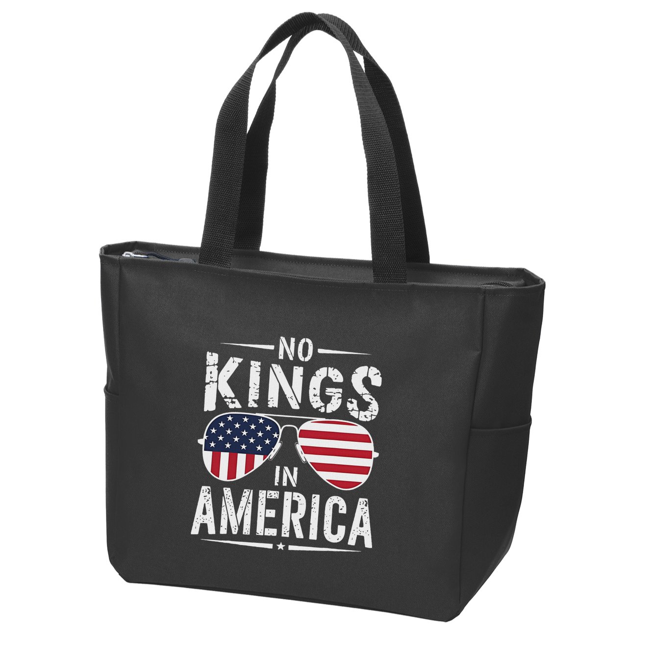 No Kings In America Sunglasses Us Flag Funny Anti Trump Zip Tote Bag