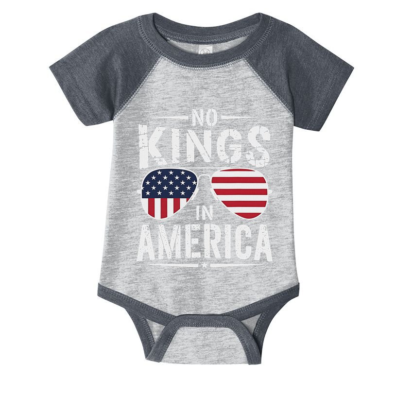 No Kings In America Sunglasses Us Flag Funny Anti Trump Infant Baby Jersey Bodysuit