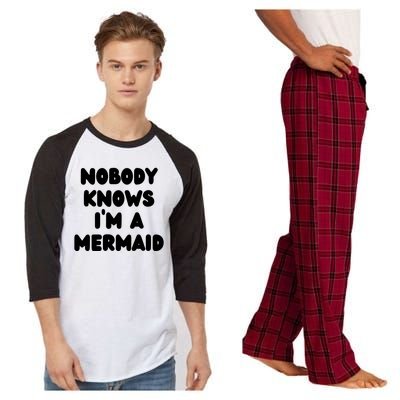 Nobody Knows I'm A Mermaid Funny Saying Sarcastic Raglan Sleeve Pajama Set