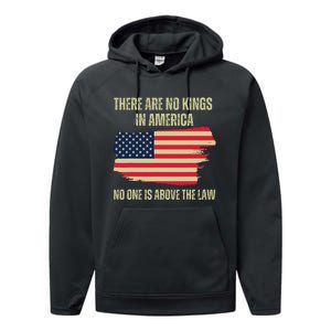 No Kings In America Trump 2024 Flag Design Performance Fleece Hoodie