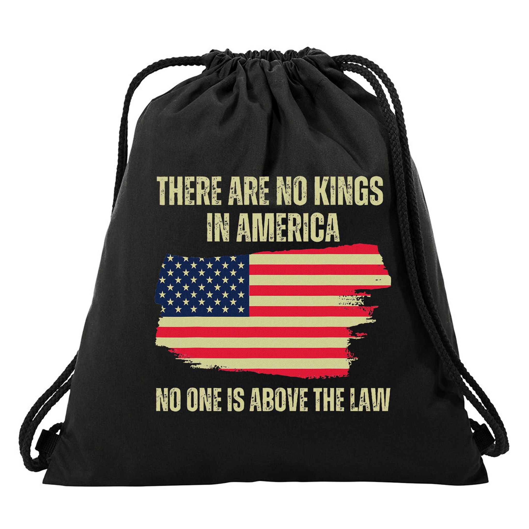 No Kings In America Trump 2024 Flag Design Drawstring Bag