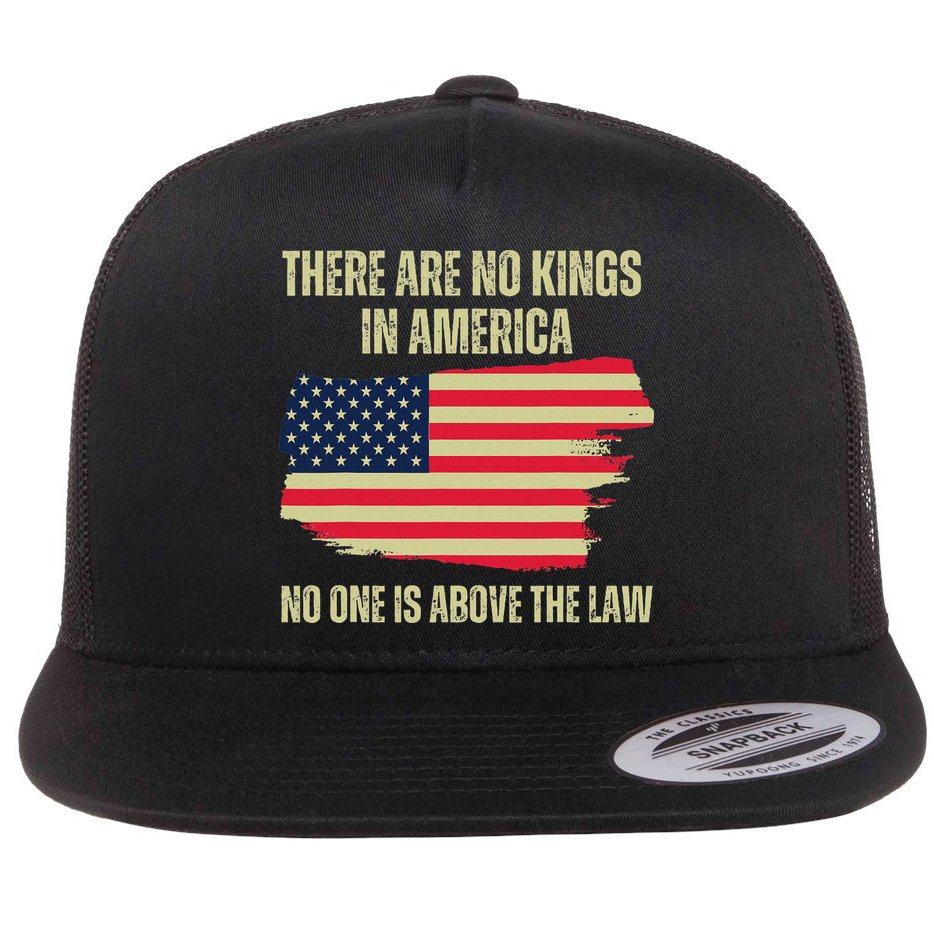 No Kings In America Trump 2024 Flag Design Flat Bill Trucker Hat