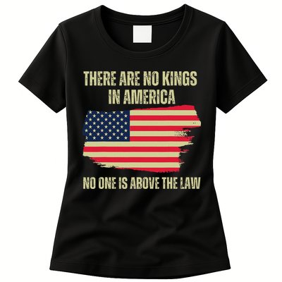 No Kings In America Trump 2024 Flag Design Womens T-Shirt