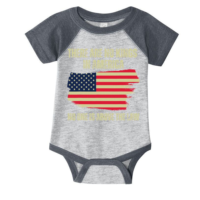 No Kings In America Trump 2024 Flag Design Infant Baby Jersey Bodysuit