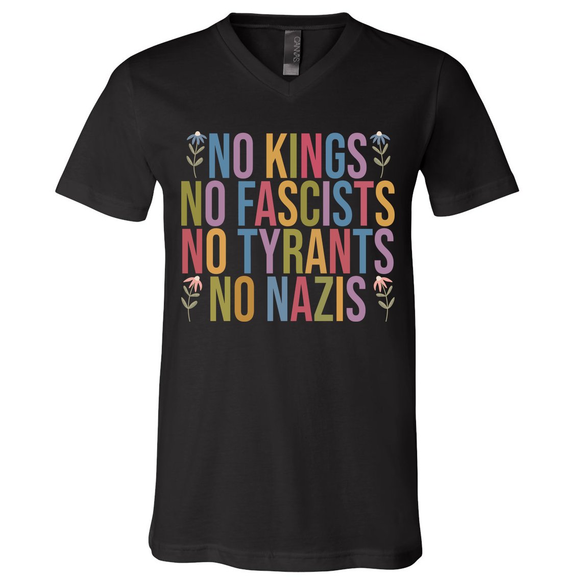 No Kings In America No Fascists We The People Political V-Neck T-Shirt