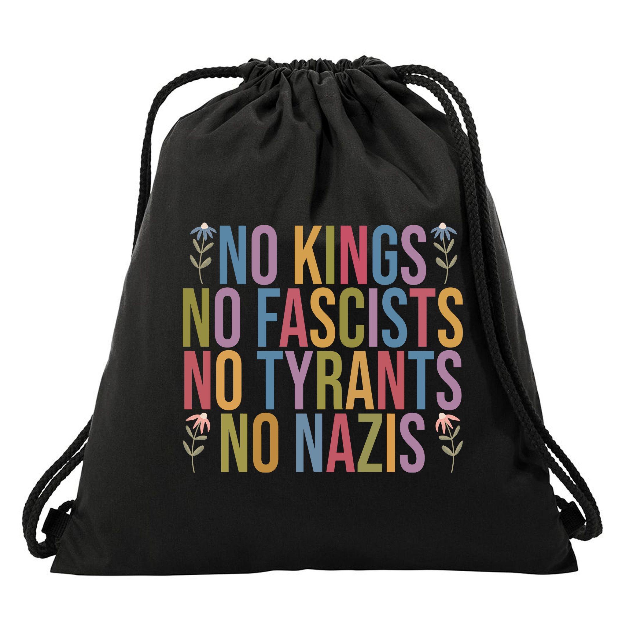 No Kings In America No Fascists We The People Political Drawstring Bag
