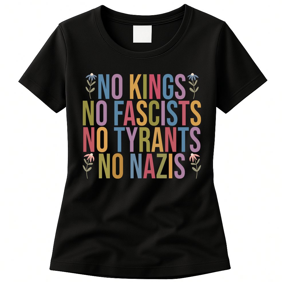 No Kings In America No Fascists We The People Political Womens T-Shirt