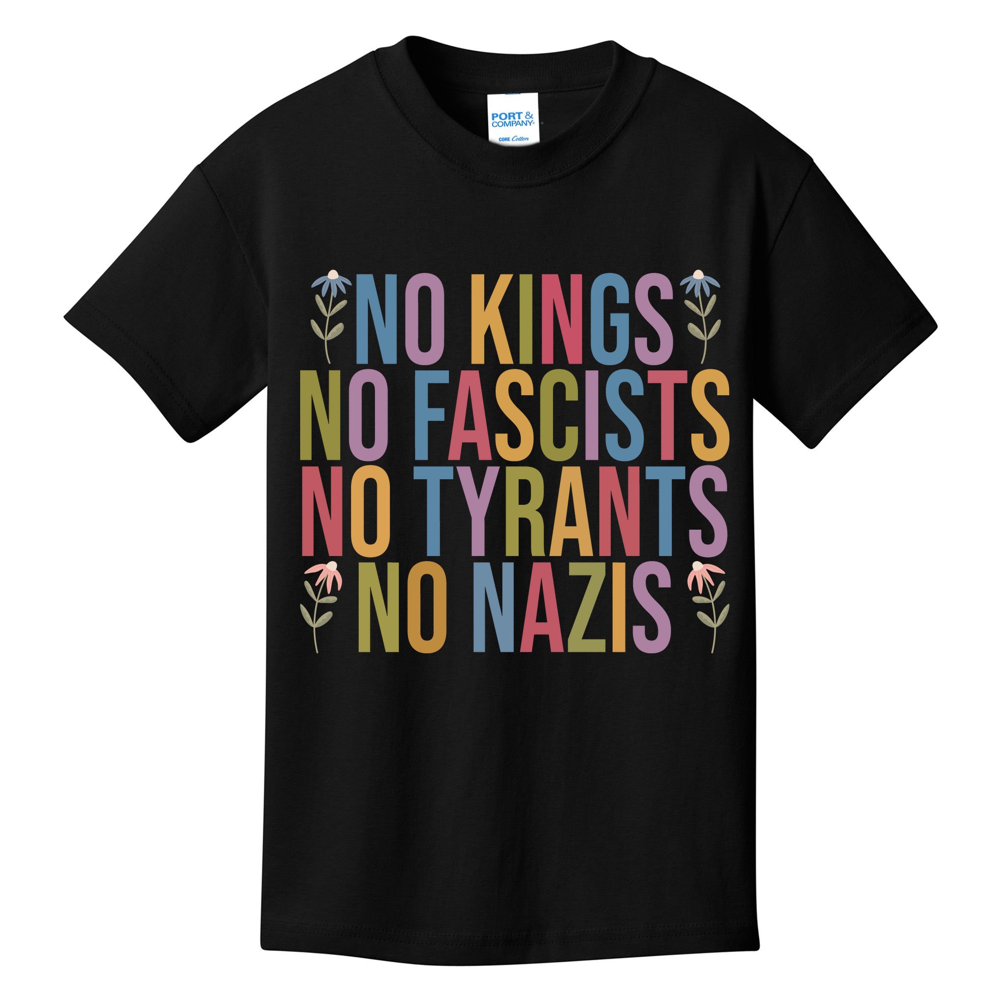 No Kings In America No Fascists We The People Political Kids T-Shirt