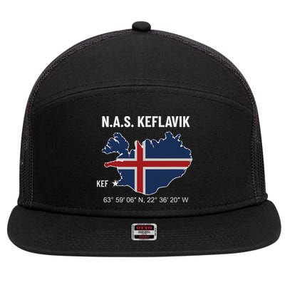 Nas Keflavik Iceland 7 Panel Mesh Trucker Snapback Hat