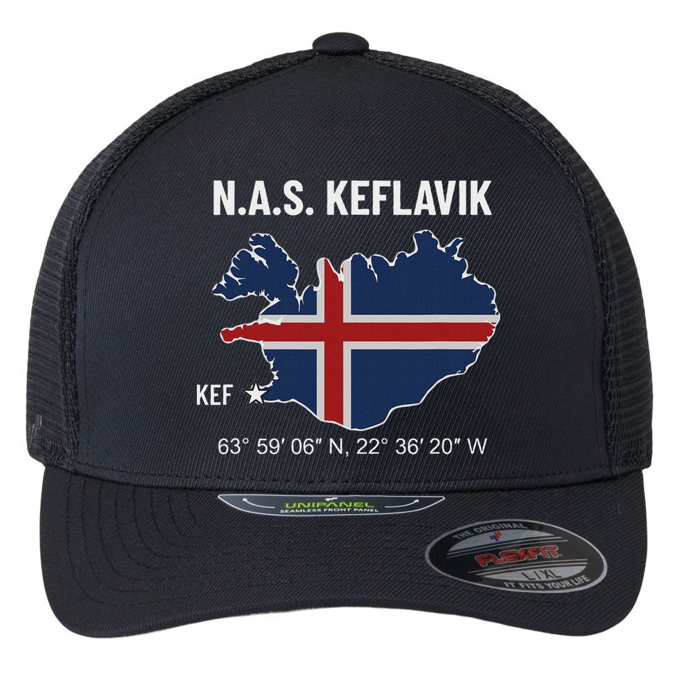 Nas Keflavik Iceland Flexfit Unipanel Trucker Cap