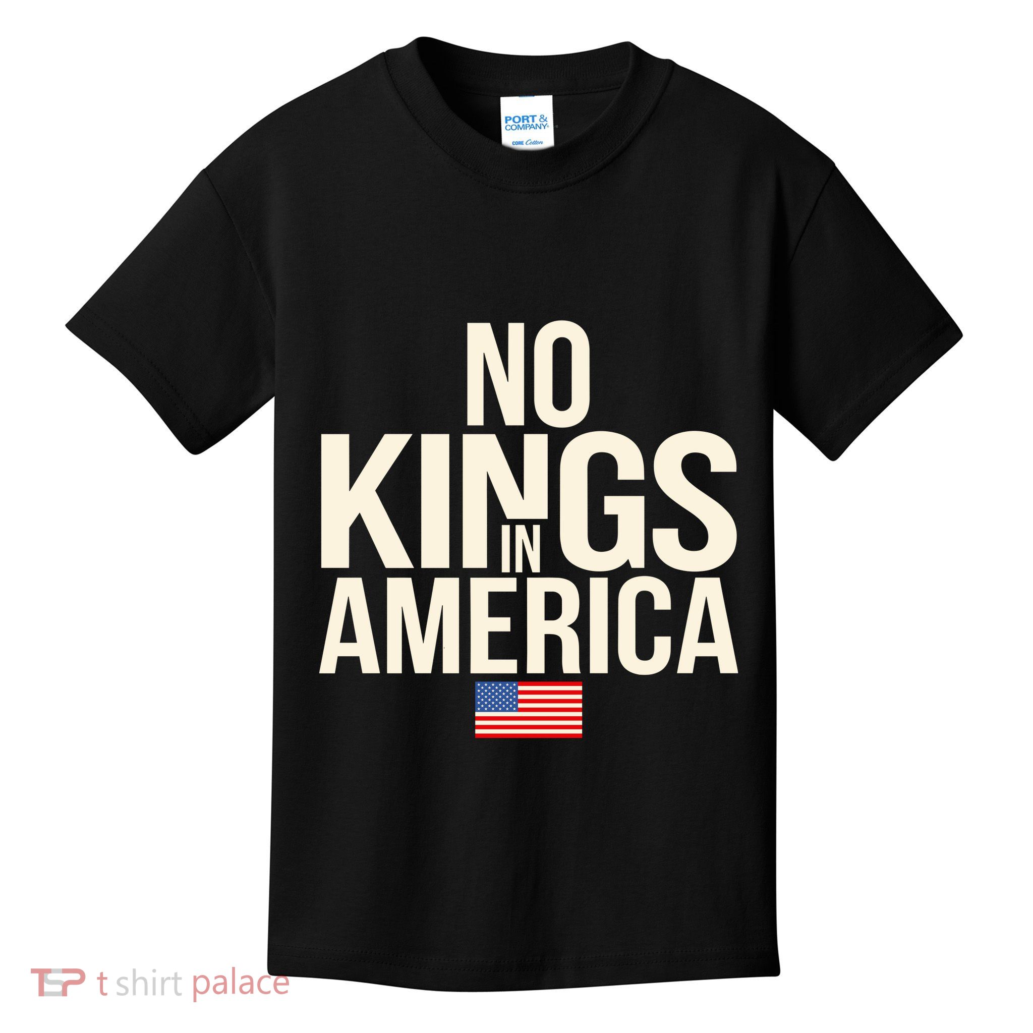 No Kings In America Democracy United States Independence Kids T-Shirt