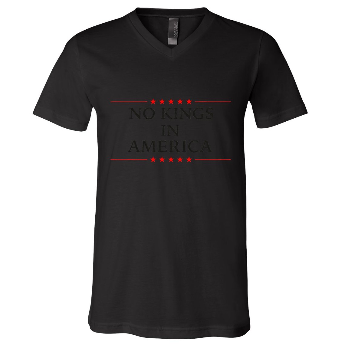 No Kings In America Flag Protest Save Democracy V-Neck T-Shirt
