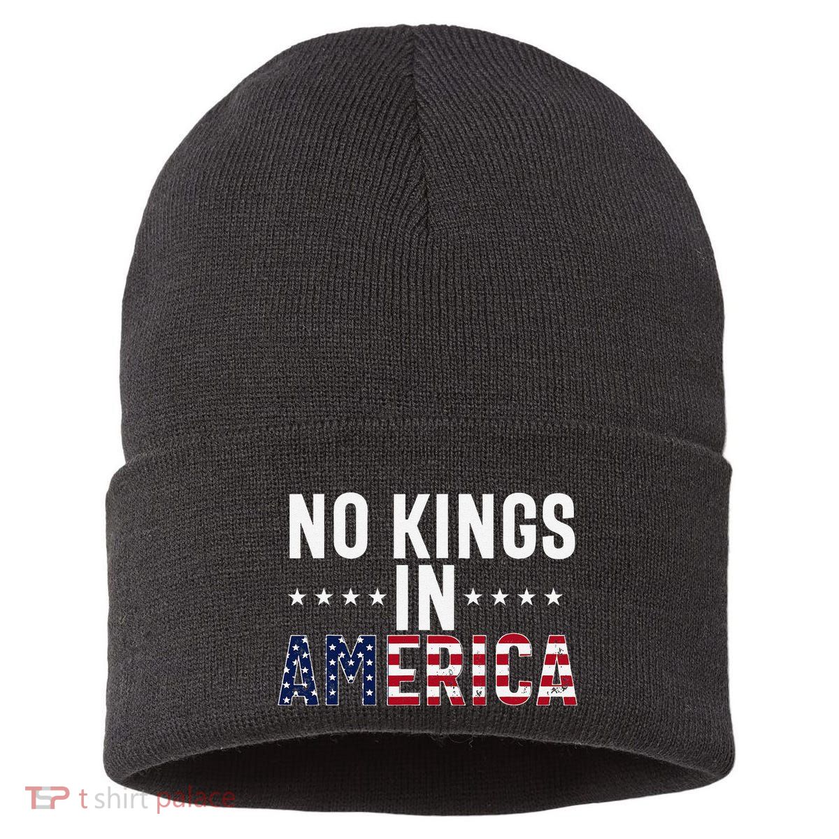 No Kings In America Flag Protest Save Democracy Sustainable Knit Beanie