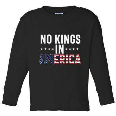 No Kings In America Flag Protest Save Democracy Toddler Long Sleeve Shirt