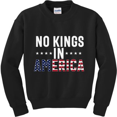 No Kings In America Flag Protest Save Democracy Kids Sweatshirt