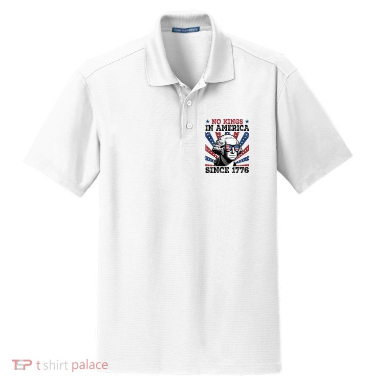 No Kings In America Since 1776 USA Flag Vintage Dry Zone Grid Polo