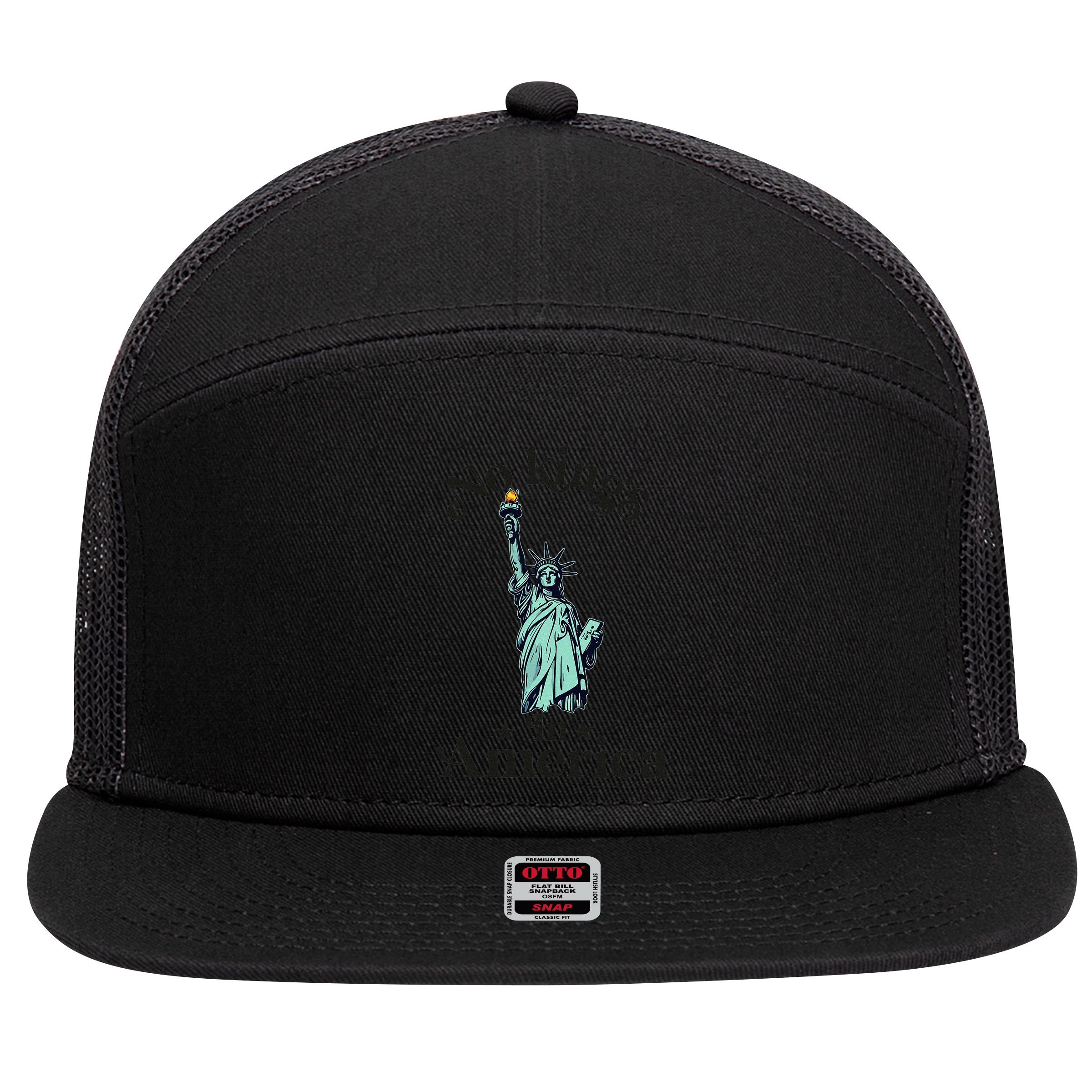 No Kings In America Flag Protest Save Democracy 7 Panel Mesh Trucker Snapback Hat