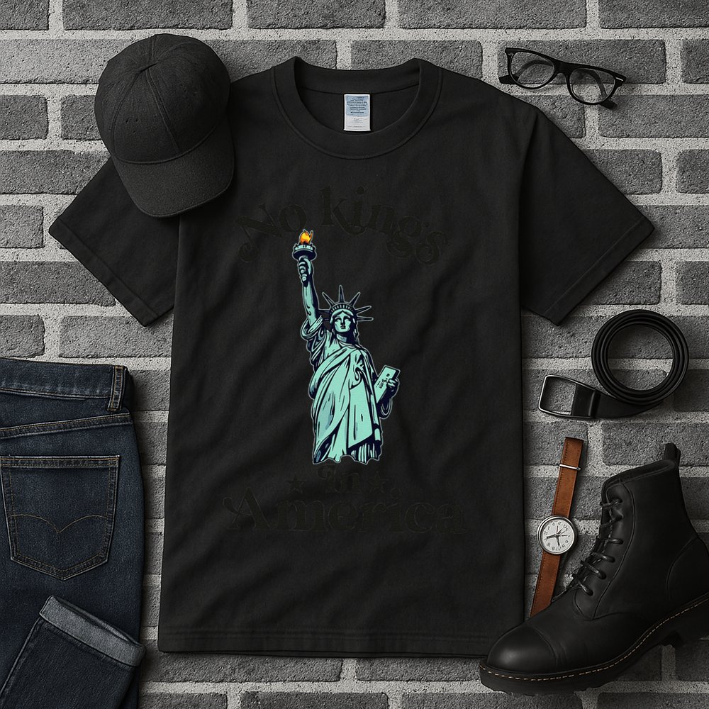 No Kings In America Flag Protest Save Democracy Tall T-Shirt