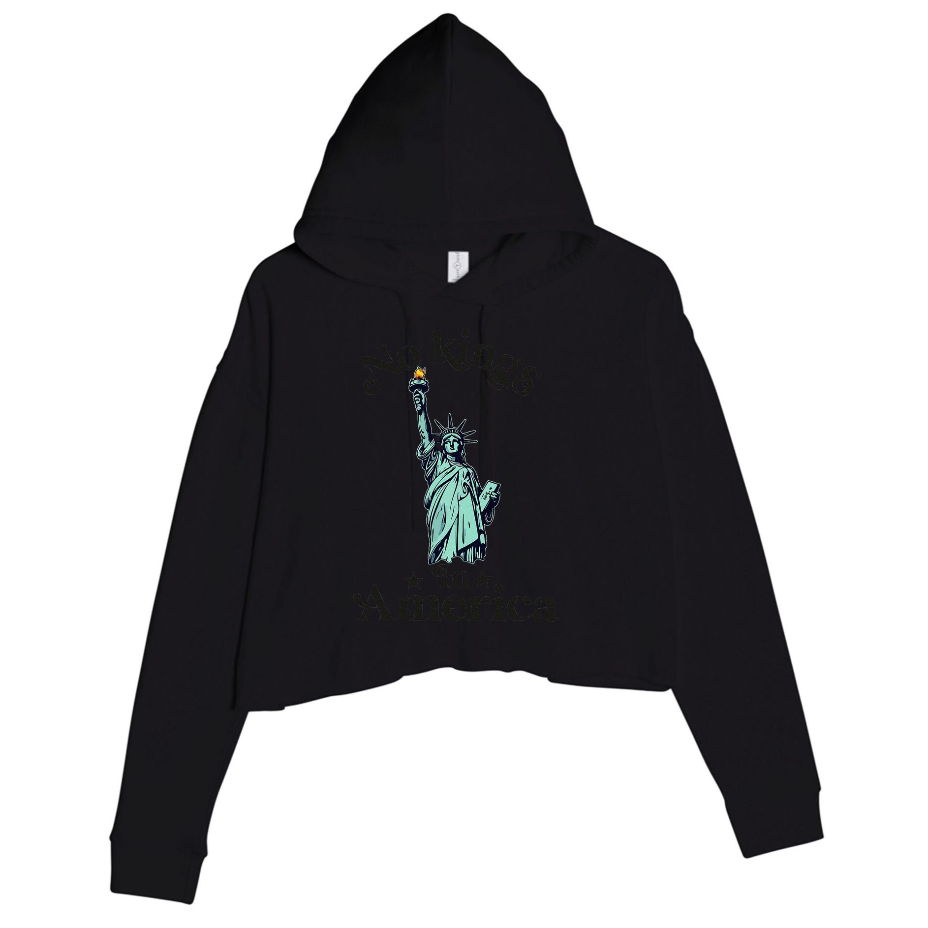 No Kings In America Flag Protest Save Democracy Crop Fleece Hoodie
