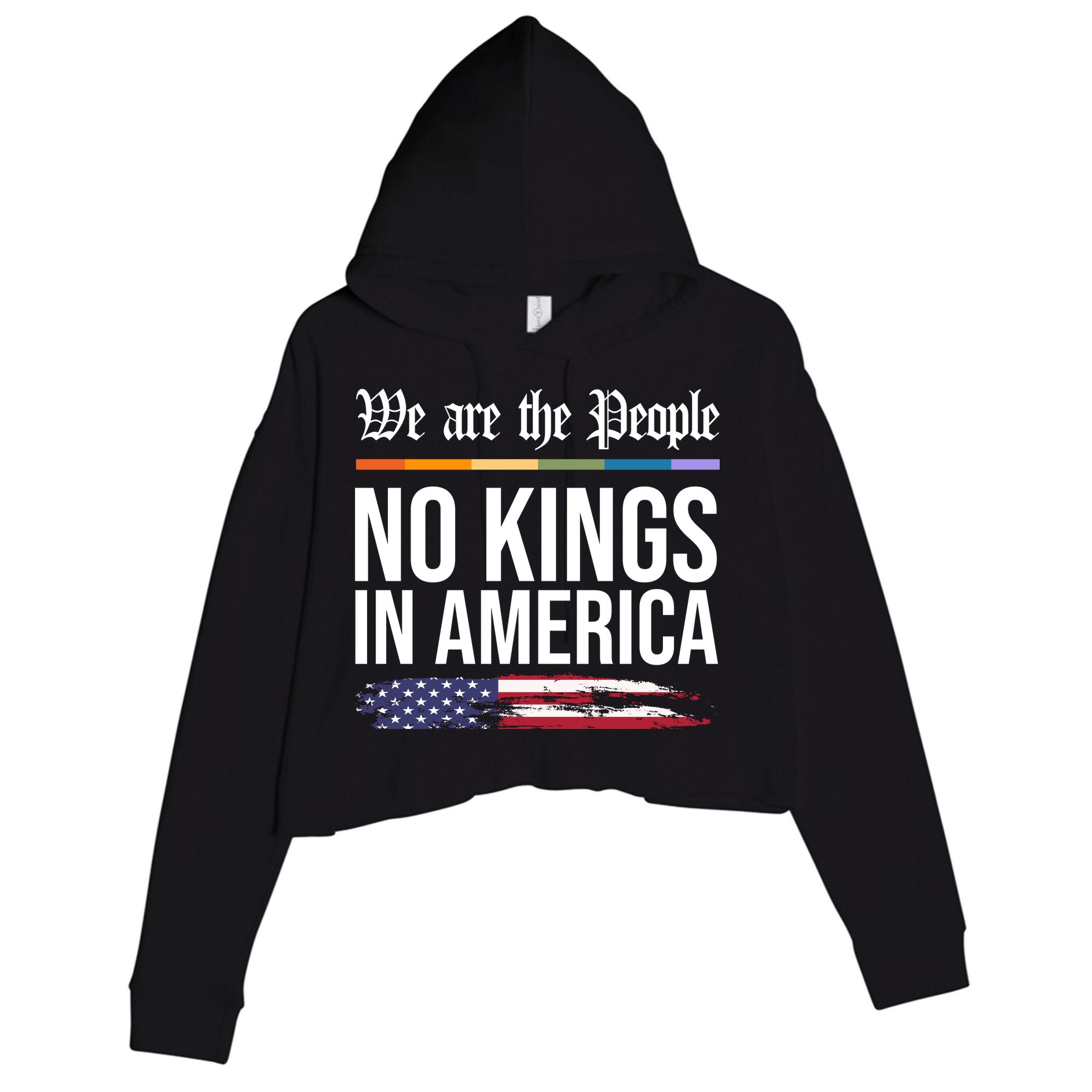 No Kings In America We The People Political Protest Crop Fleece Hoodie