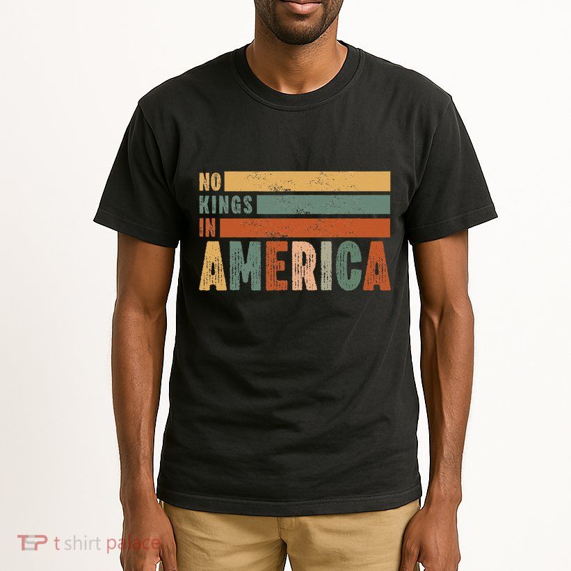 No Kings In America Flag Protest Save Democracy Tall T-Shirt