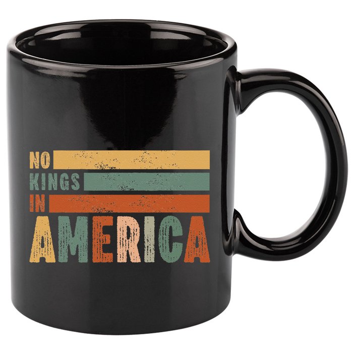 No Kings In America Flag Protest Save Democracy 11oz C Handle Ceramic Mug