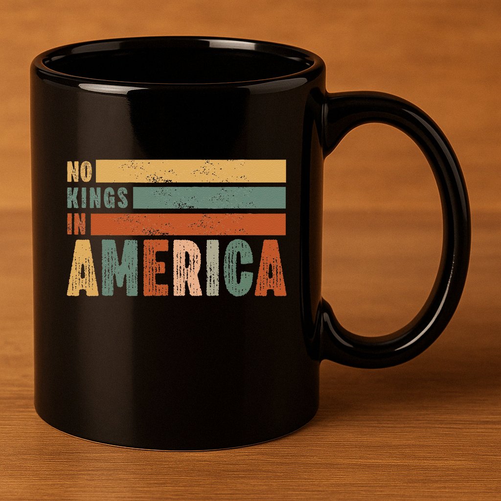 No Kings In America Flag Protest Save Democracy 11oz C Handle Ceramic Mug