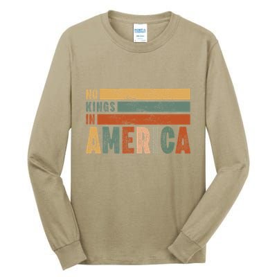 No Kings In America Flag Protest Save Democracy Tall Long Sleeve T-Shirt