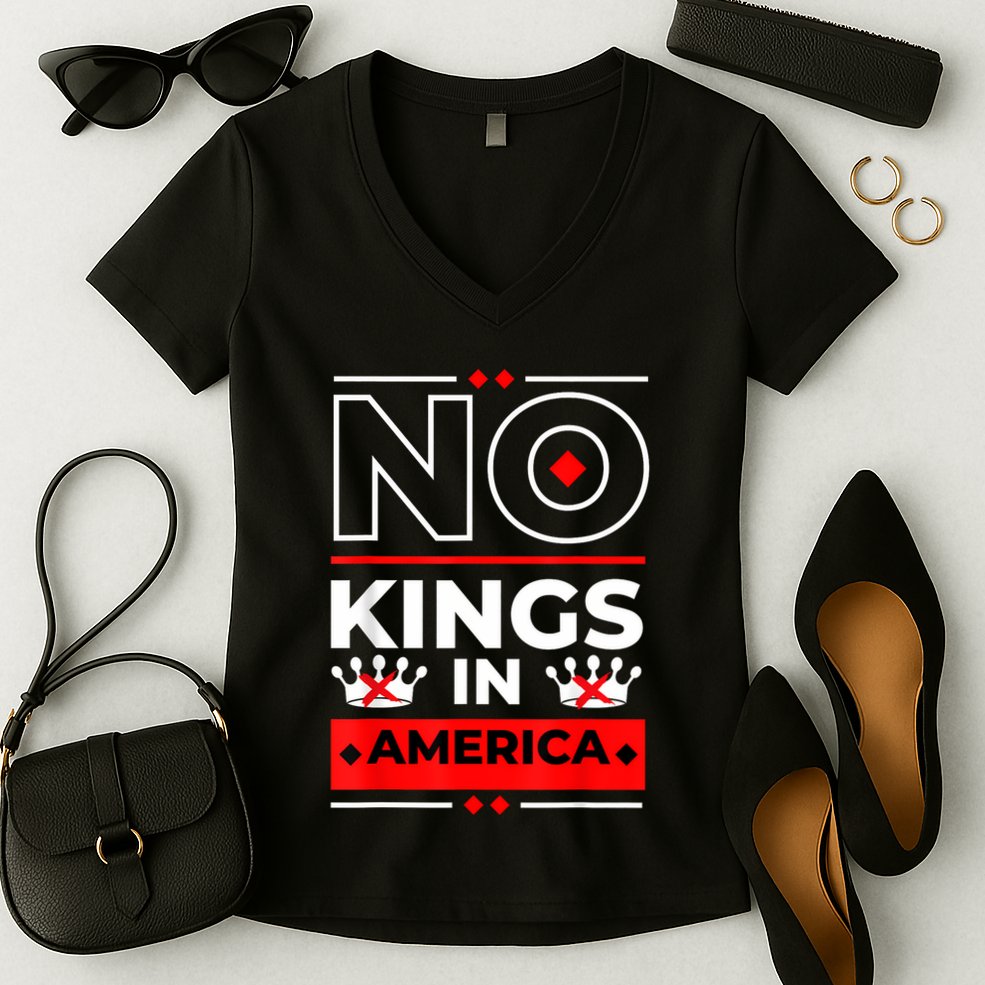 No Kings In America We The People Political Women's V-Neck T-Shirt