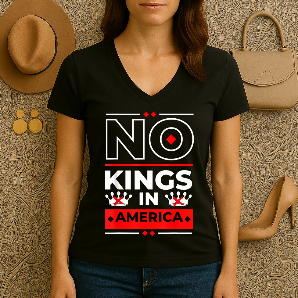 No Kings In America We The People Political Women's V-Neck T-Shirt