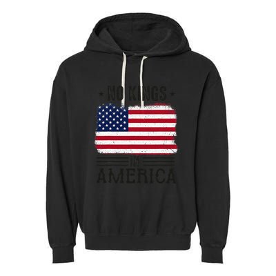 No Kings In America Flag Protest Save Democracy Garment-Dyed Fleece Hoodie