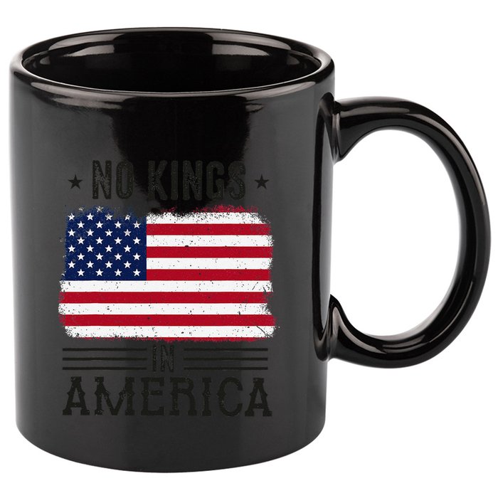 No Kings In America Flag Protest Save Democracy 11oz C Handle Ceramic Mug