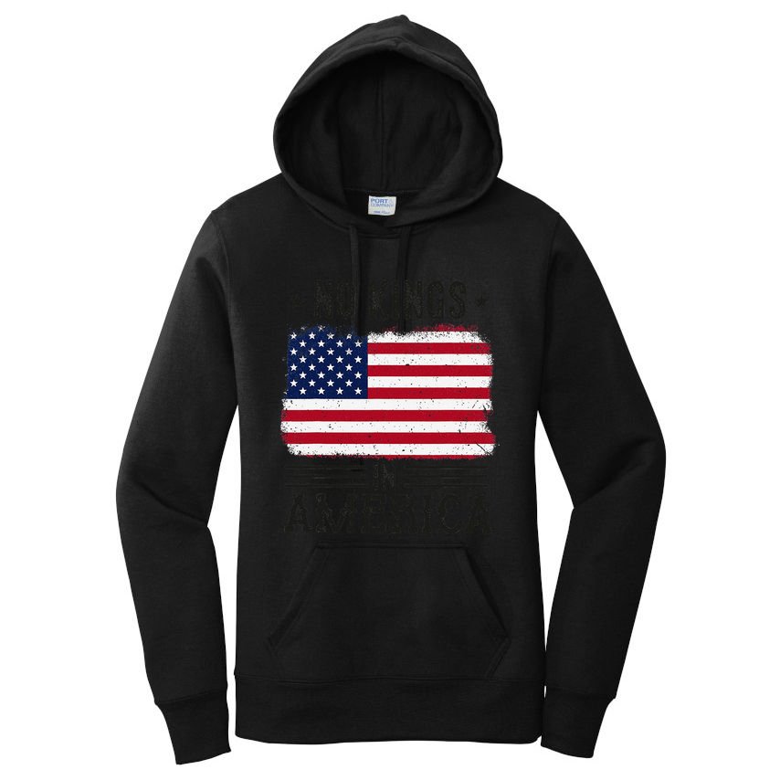 No Kings In America Flag Protest Save Democracy Women's Pullover Hoodie
