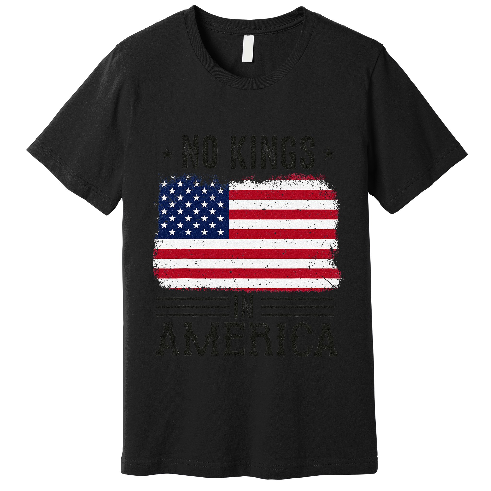No Kings In America Flag Protest Save Democracy Premium T-Shirt