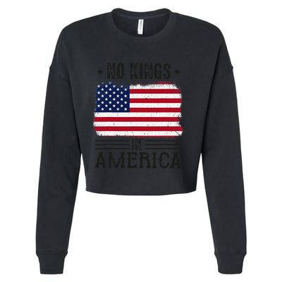 No Kings In America Flag Protest Save Democracy Cropped Pullover Crew