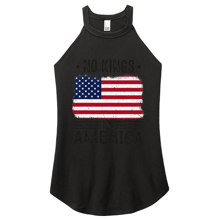 No Kings In America Flag Protest Save Democracy Women's Perfect Tri Rocker Tank