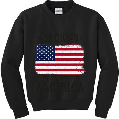 No Kings In America Flag Protest Save Democracy Kids Sweatshirt
