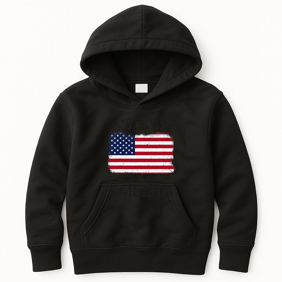 No Kings In America Flag Protest Save Democracy Kids Hoodie