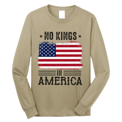 No Kings In America Flag Protest Save Democracy Long Sleeve Shirt