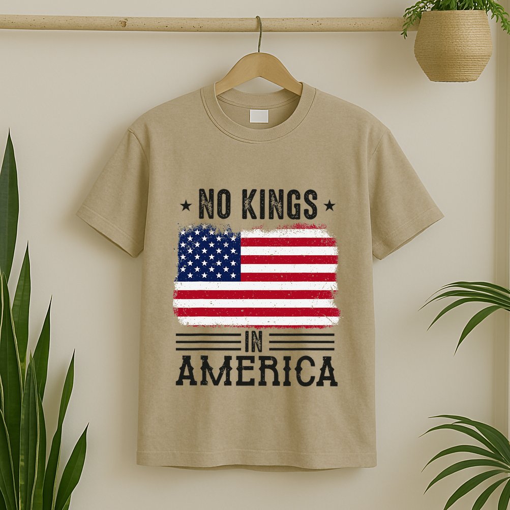 No Kings In America Flag Protest Save Democracy T-Shirt