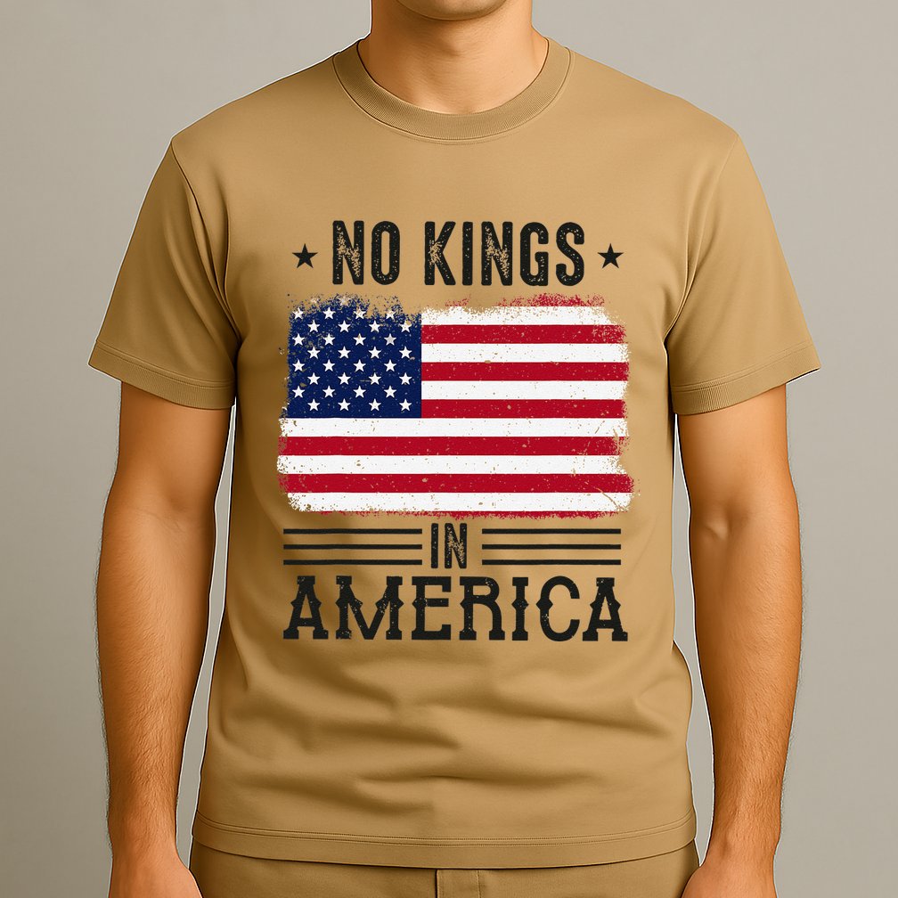 No Kings In America Flag Protest Save Democracy T-Shirt